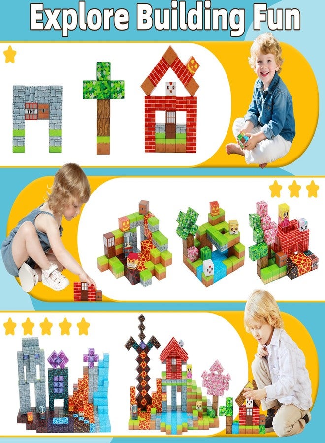 EchoPlan 150PCS Magnetic Blocks, Magnetic Building Blocks, STEM Constructions Magnet Blocks for Boys Girls Age 3 4 5 6 7 8 9 10, Sensory Stacking Toy Christmas Birthday Gifts for Kids, 1" Large Size - Image 5